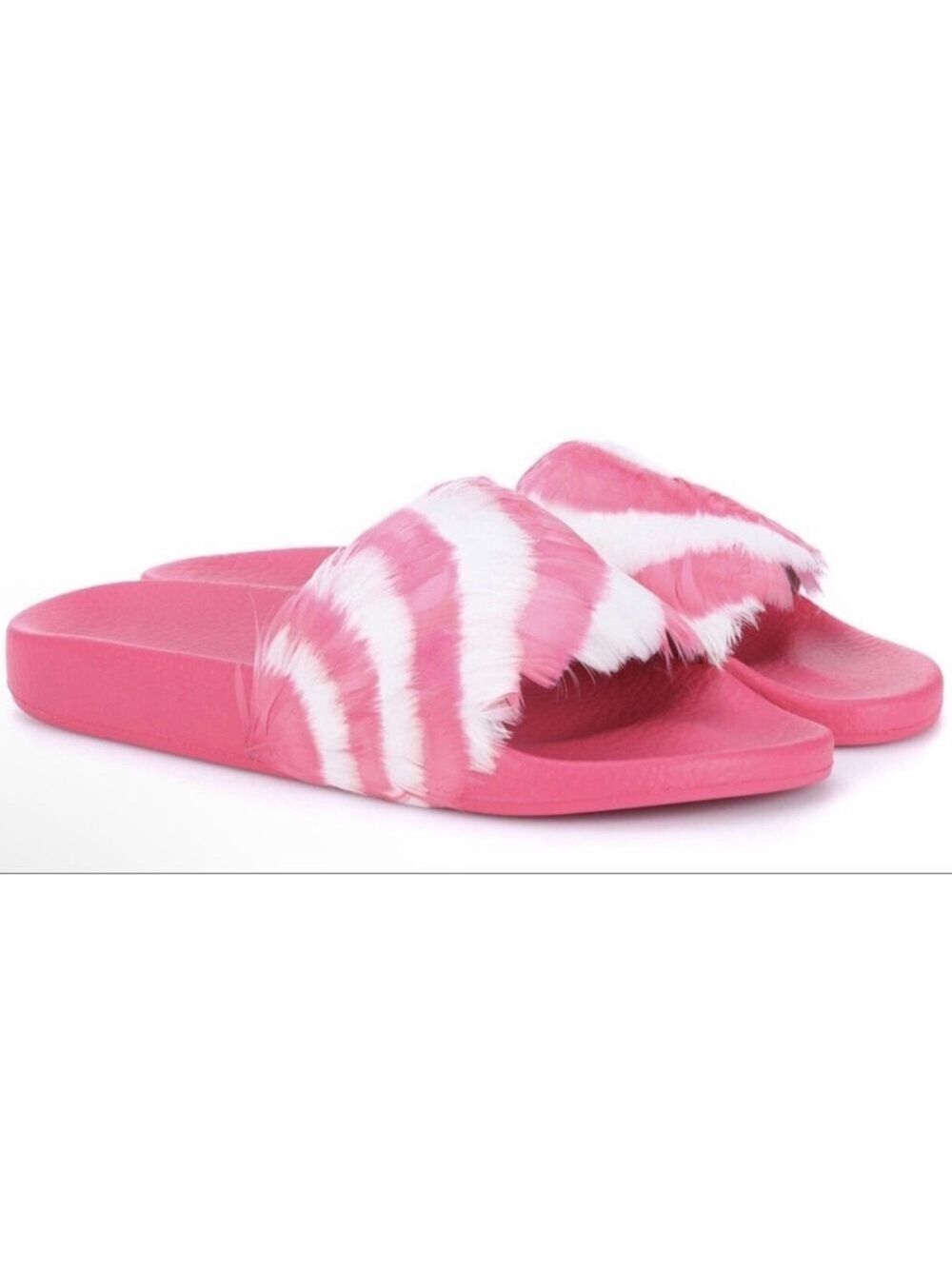 New Valentino Garavani Pink and White Feather Slide Sandals Size 36/6
